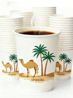 25/50/100pcs Disposable Paper Cups, Camel Pattern Paper Cups, Middle Eastern Style Printed Cups, Coffee Cups, Tea Cups,Party Spe