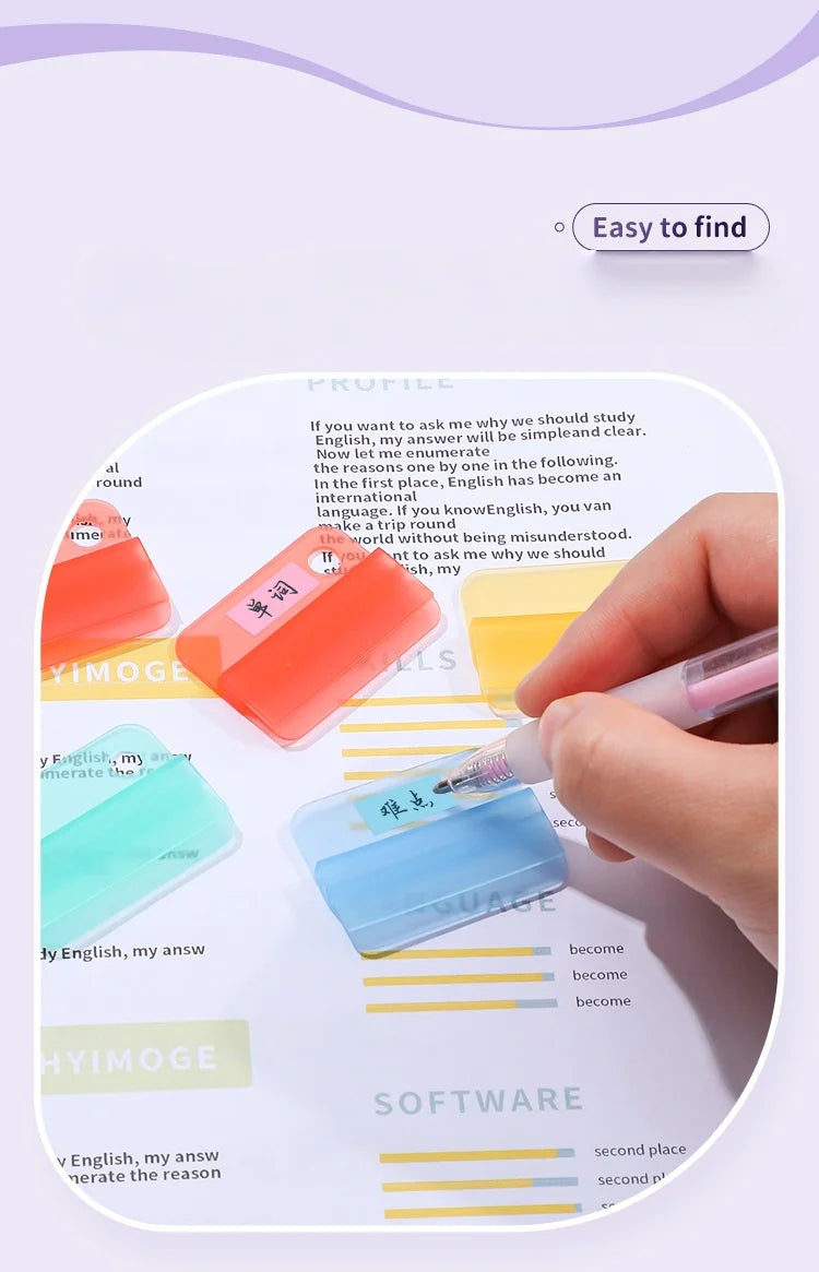 5pcs Plastic Index Clip Colorful Multi-function Bookmark Clip Transparent File Classification File Classification Clamp