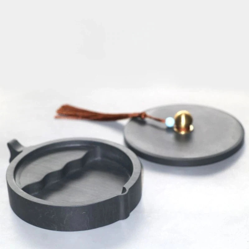 Natural Raw Stone Fish-shaped Ink Slab Multifunctional She Ink Stone Exquisite Traditional Portable Inkstones Beginners Students