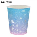 Christmas Snowflake Party Supplies Tableware Set Cups Plates Napkins Tablecloth Blue Purple Snowflake Birthday Decoration Props