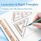 7 Pieces/box Ruler Set Compass Triangle Ruler School Supplies Simple Student Multi-Function Drawing Campus Stationery