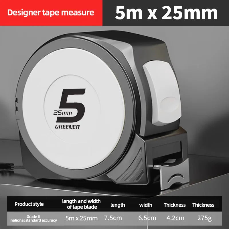 GREENERY 3/5/7.5M Meters Metric Tape Measure Self-Locking Steel Measuring Tape High Precision Wear-Resistant Construction Tools