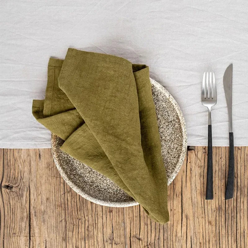 High Quality 100% Linen Napkins Restaurant Wedding Dinner Solid Color Cloth Pure Linen Classical Custom Home Table Napkin