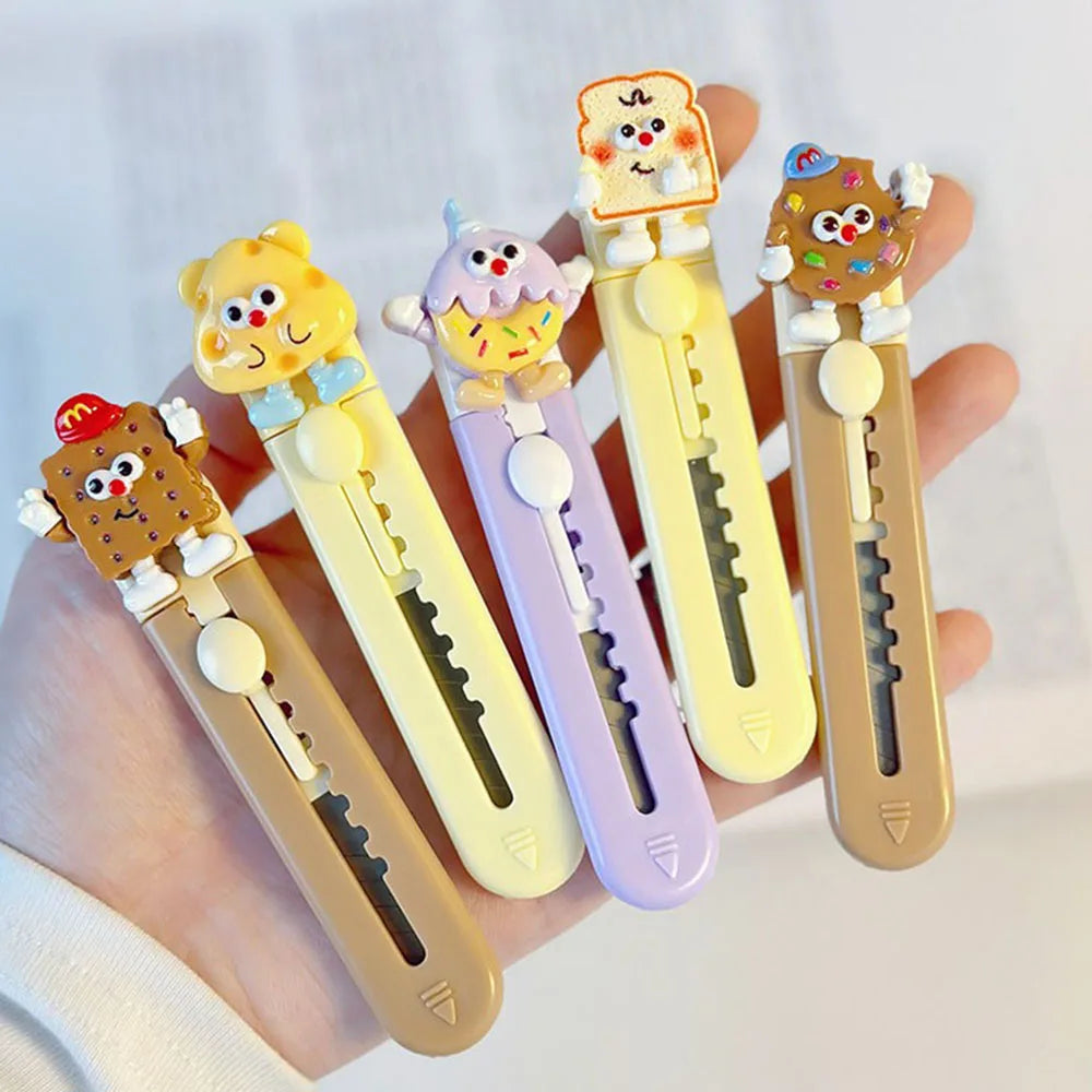 1 Pcs Cute Cartoon Alloy Mini Portalble Utility Knife Cutter Letter Envelope Opener Mail Knife School Office Supplies