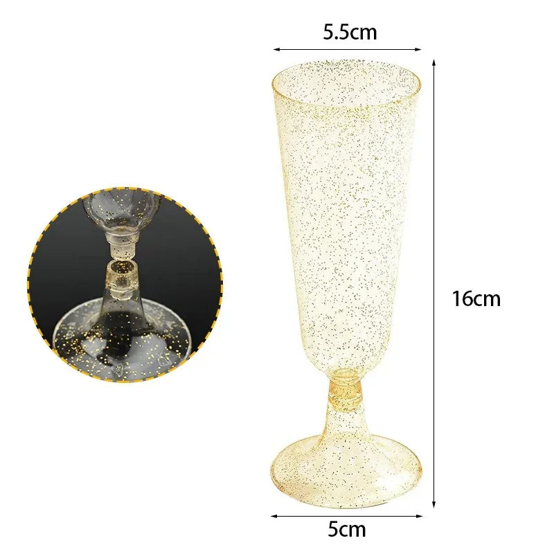 15/25/50pcs 150ml Disposable Champagne Glasses Cocktail Glasses Plastic Tall Glasses Martini Glasses for Weddings Party