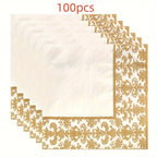 20/100Pcs,  Golden Printing Napkins, Cocktail Tissue, Wedding Tableware Decoration, Cleaning Supplies, Christmas Party Supplies