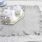 1 Pcs 100% Linen Napkins Wedding Dinner Solid Color Flounce Placemats Ruffle Edge Classical Custom Home Table Napkin