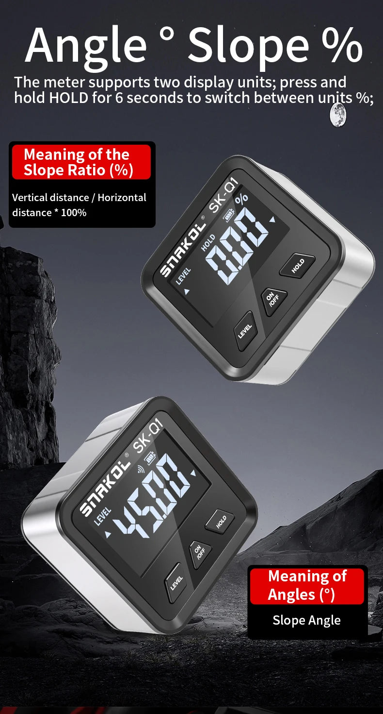snakol Angle Protractor 360 Degree Mini Electronic Digital Protractor Inclinometer Angle Finder Gauge Measurement Box