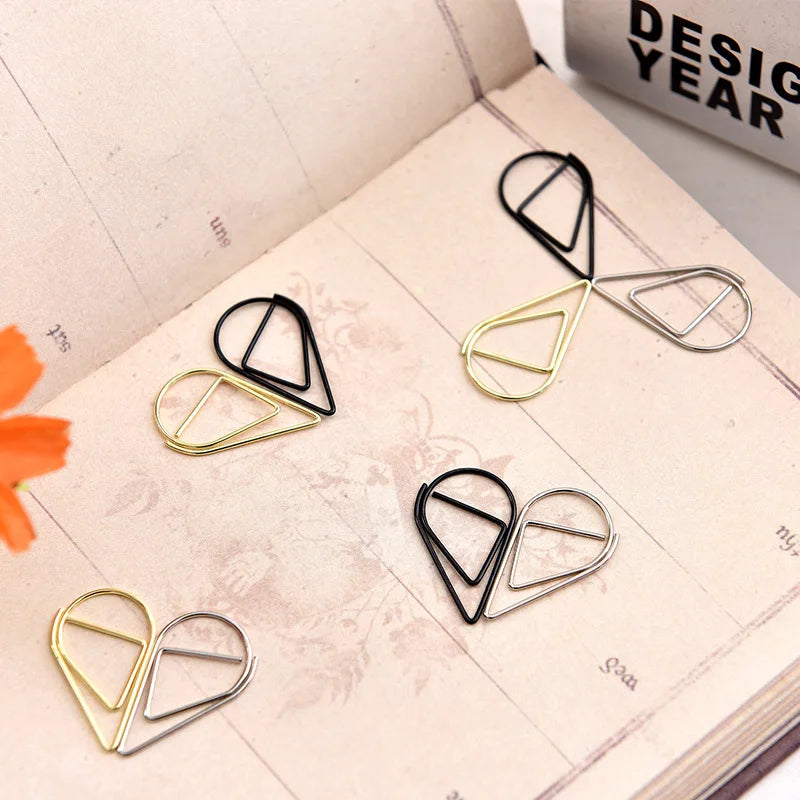 30/50pcs Paper Clip Mini Heart Gold Rose Gold Color Clip Bookmark Binder Office Accessories Paper Binder Clips Patchwork Clip