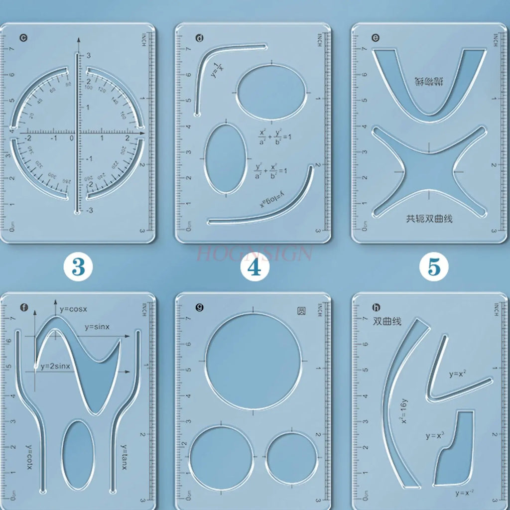 8pcs/set Multi functional geometric ruler, student drawing ruler, mathematical drawing design template