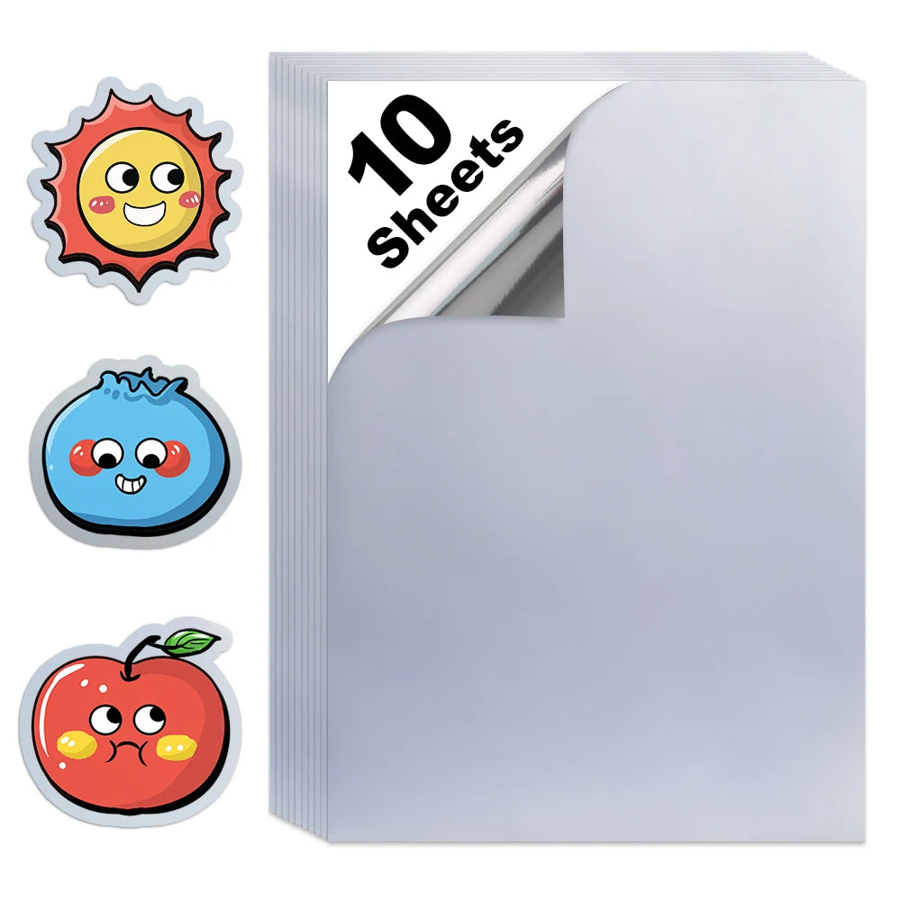10 Sheets A4 Vinyl Sticker Paper Transparent Printabe Label for Inkjet Printer Self Adhesive Copy Paper Waterproof Sticker Decal