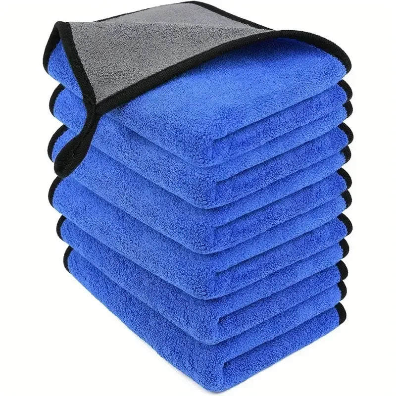 1-5 pcs Microfiber Car Washing Towel Soft Quick Drying Windows Mirrors Wiping Rags Home Double Layer Cleaning Cloths 500GSM
