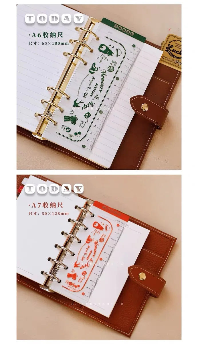 Binder Storage ruler vintage loose-leaf Notebook inner page index divider bookmark DIY accessory flexible ruler