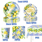 Lemon Birthday Decoration Sicilian Lemon Paper Plates Cups Napkins Tablecloth Banners Spiral Baptism Dolce Vita Party Supplies
