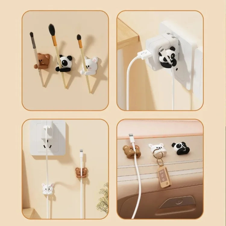Cute Cartoon Desktop Cable Organizer Managers Self-Adhesive Winder Wire Cord Management Earphone Data Cable Clips Holder