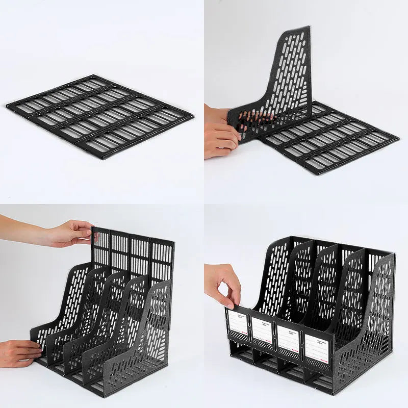1 pcs, thickened, quadruple file bar, desktop file shelving, storage box, pen holder frame, file box, office supplies