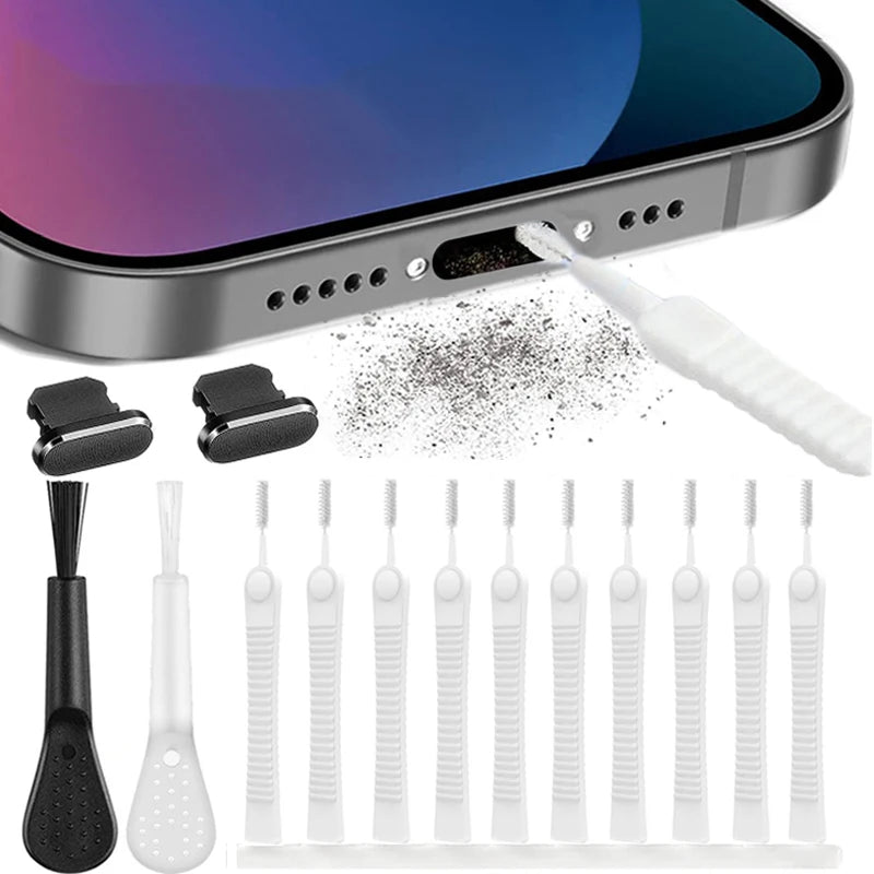 Mini Mobile Phone Speaker Cleaning Brush Set Dust plug for iPhone 15 iPad Keyboard Earphones Charing Port Cleaner Kit Universal
