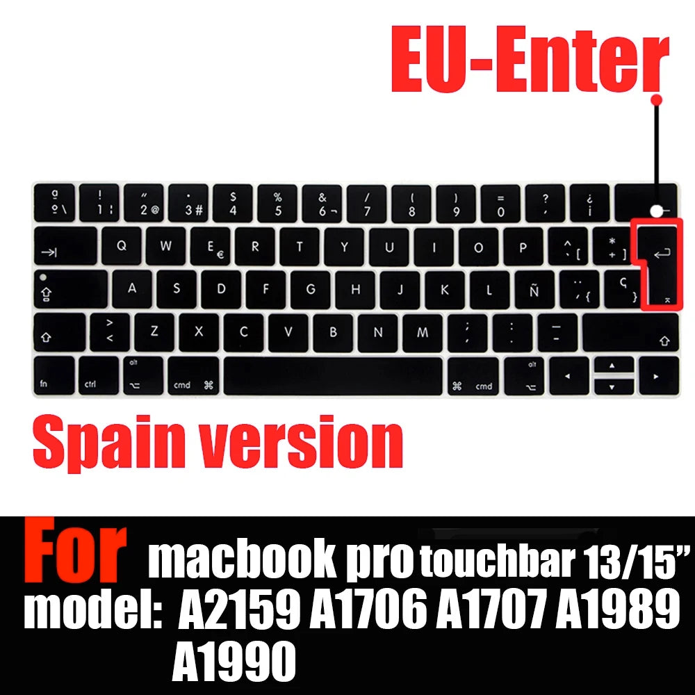 Keyboard Cover Skin for MacBook Pro with Touch Bar 13" and 15" ( Model Number A2159 A1706 A1707 A1989 A1990, 2016-20129 Release)