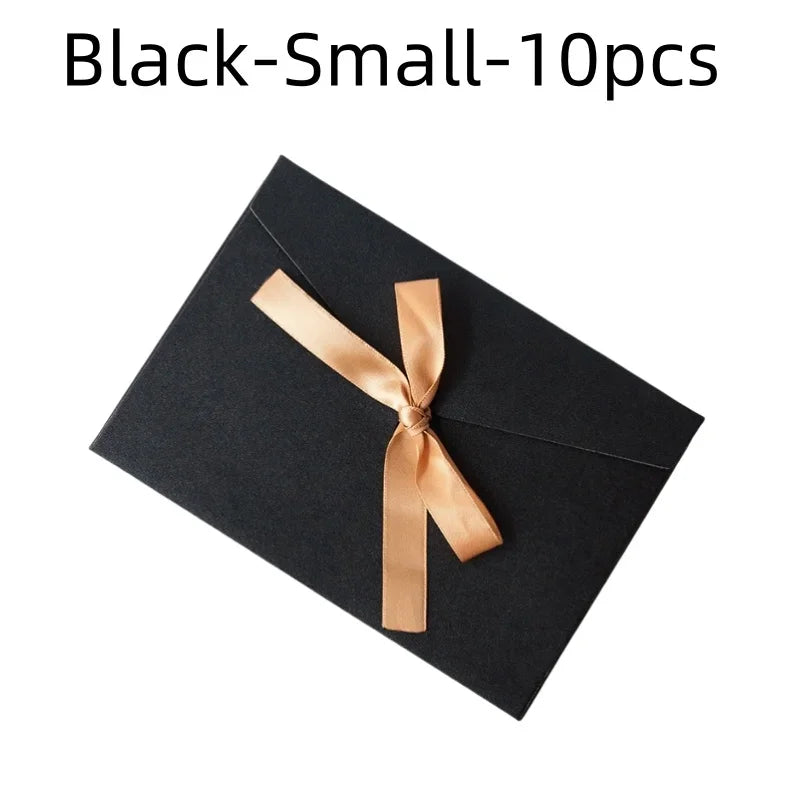 10 Pcs/set Envelope Pearlescent Paper Bow Thicken Ribbon Retro Creative Color Stationery Wedding Invited Gift High Quality