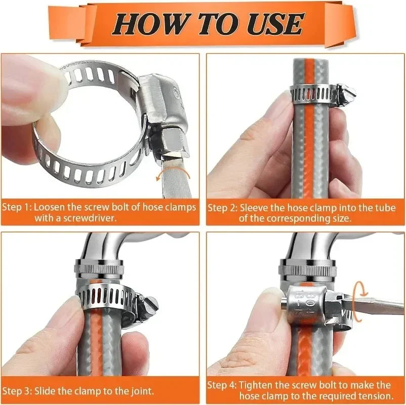10-50pcs Hose Clips Pipe Clamps Stainless Steel Hoop Clamp Hose 304 Stainless Steel Automotive Pipes Clip Fixed Tools Wholesale