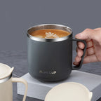 400ml 304 Stainless Steel Coffee Mugs Portable Cups Heat Insulation Anti-fall Thermos Mug Home with Cover and Handle Mug