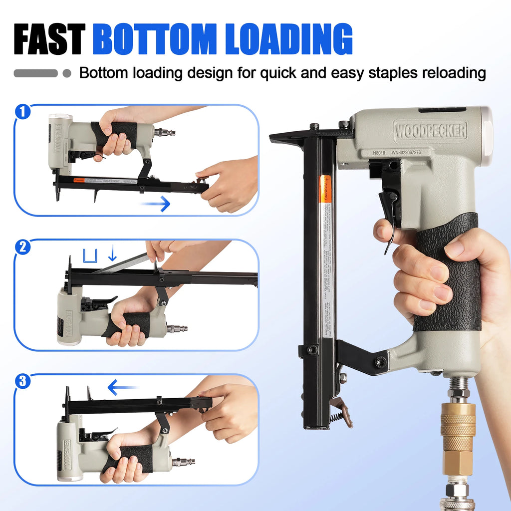 8016 21 Gauge Continuous Pneumatic Firing Upholstery Stapler 8016 Fine Wire Stapler for Woodworking  Picture Frames Cabinets