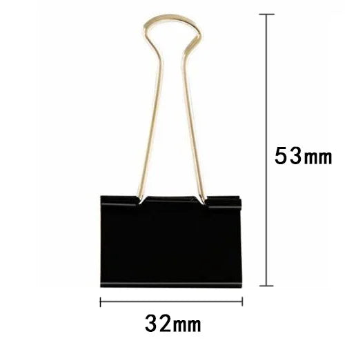 10PCS Metal Paper Clip 19 25 32 41 51mm Foldback Metal Binder Clips Black Grip Clamps Paper Document Office School Stationery