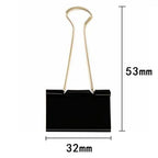 10PCS Metal Paper Clip 19 25 32 41 51mm Foldback Metal Binder Clips Black Grip Clamps Paper Document Office School Stationery