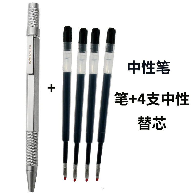 WANCHER Ballpoint Pen Original Hexagon Brass Metal Rotary Black 0.5mm Refill Replaceable W1558 Office School Stationery