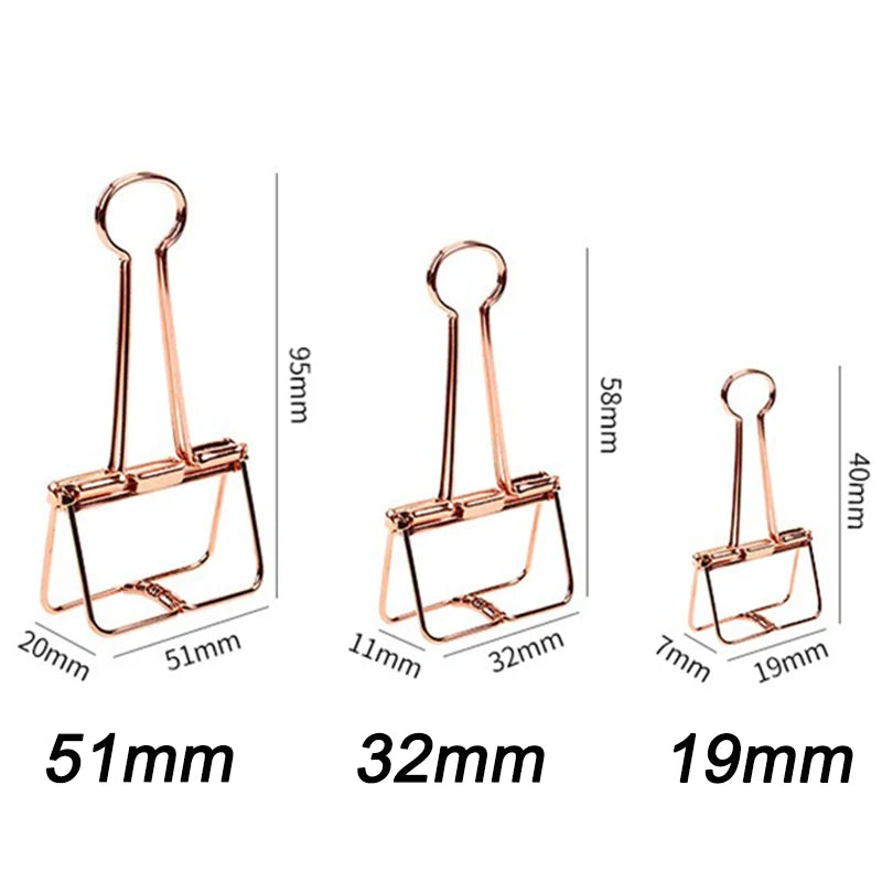 High Quality 51/32/19mm Multicolor Metal Binder Clip Clamp Paper Bookmark Clips Decorative Journal Clips School Office Supplies