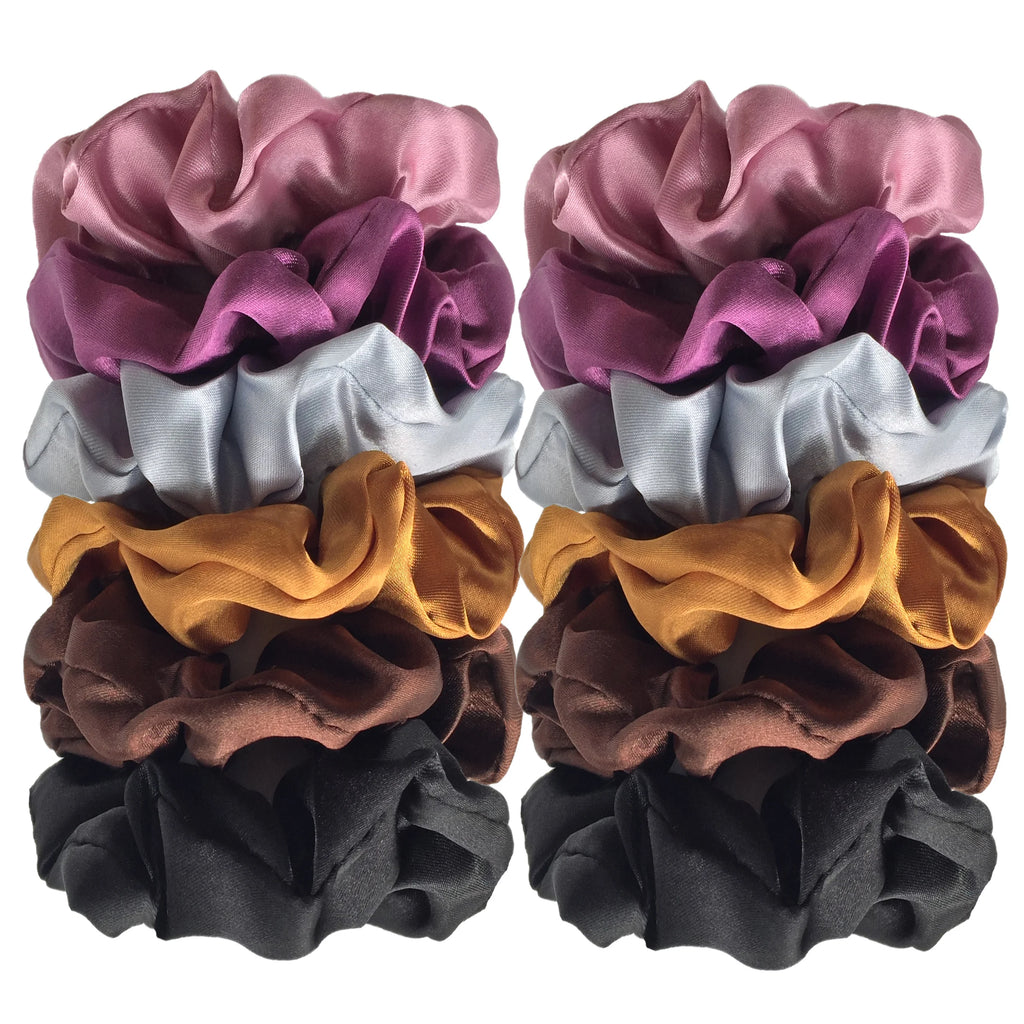 12/8pcs Premium Satin Large Intestine Hair Bands for Women Hundreds of Fabric Rubber Bands Hair Accessories