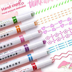 6-24pcs/set Heart Flower Line Shape Highlighter Pen Roller Tip Curve Liner Marker Kawaii Cute Stationery School Supplies