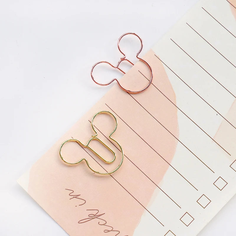 20pcs cartoon gold rose gold Paperclip on Book Paper Creative Paper Clips Students Stationery Office School Binding Supplies
