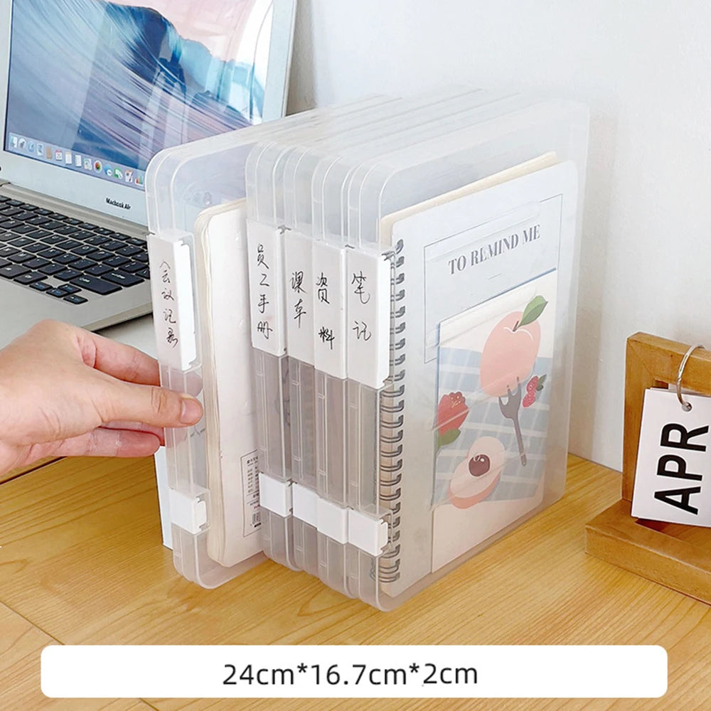 A4 File Storage Box Transparent Double Card Buckle Plastic Organizer Waterproof Dustproof For Graduation Certificates Documents