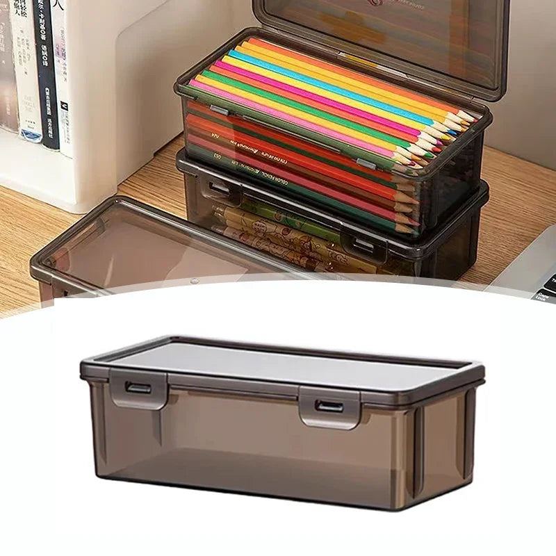 1pc Translucent PencCase Large Capacity Lightweight Convenient for School Supplies Storage Pen Box Organizer Box