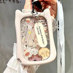 1PC Cat Ear Card Cover Transparent Student Bus Card Cover Subway Access Card ID Card Campus Card Water Card Document
