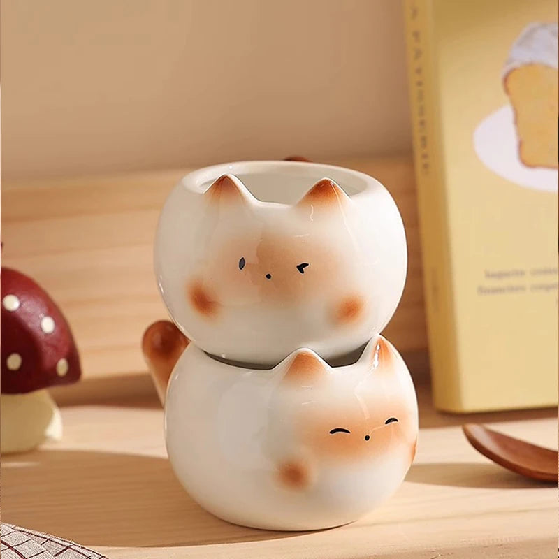 1Pc Siamese Cat Coffee Cup, Creative Cute Kitten Mug, High-Quality Exquisite Cup, Suitable for Coffee Shop Latte Art, Office, Living Room, Home, Bedroom Drinking Cup, Afternoon Tea Flower Tea Black Tea Cup, Gift
