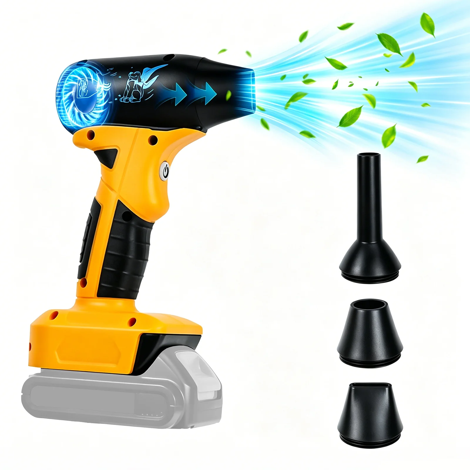 Brushless Electric Turbo Blower Jet Fan 130000RPM 4-Speed Handheld Air Blower Leaf Dust Blowing Tool for Dewalt 20V Battery Pin
