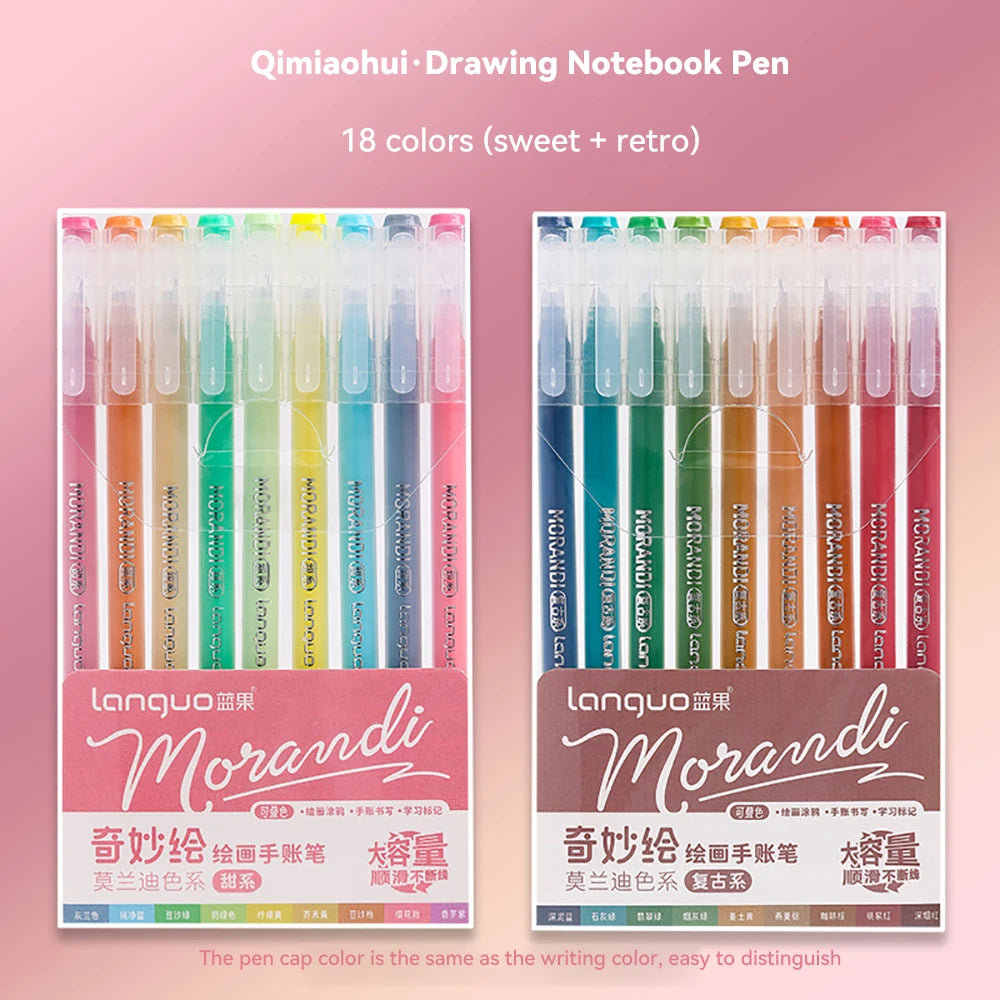 105Color Hand Account Gel Pen Languo Morandi Retro Pen Large-Capacity Color Handbook Pen For Student Painting Graffiti Writting