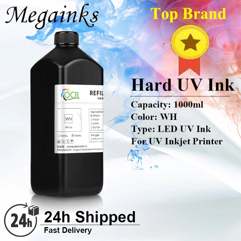 1000ML Hard UV Ink For Epson L805 L1800 1390 7800 7880 TX800 XP600 XP300 DX5 DX6 DX7 Printhead Inkjet UV Printer High quality