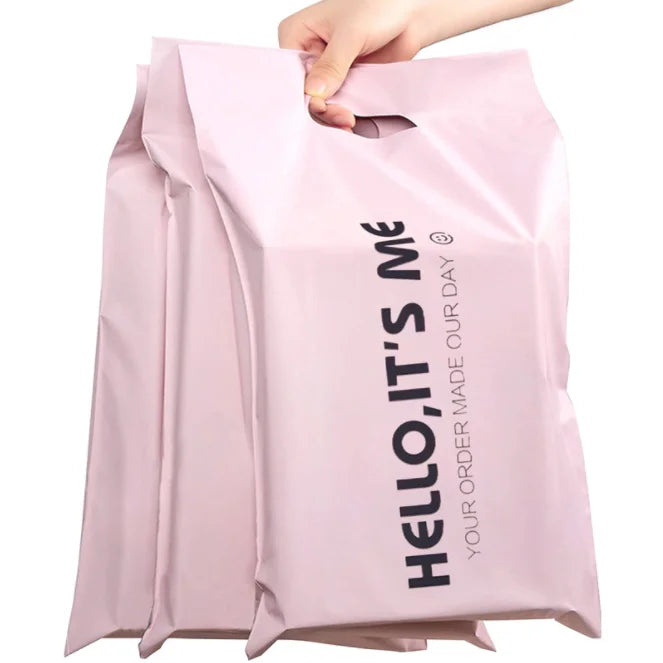 50PCS Thank You Pink Poly Mailer Adhesive Envelopes Bag DIY Logo T-shirt Underwear Dress Leggings Toys Shipping Portable Pouches
