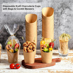 Disposable Charcuterie Cups,14oz Kraft Paper Snack Boxes Appetizers Cup French Fry Holder Cocktail Skewer Toothpicks Tooth Picks