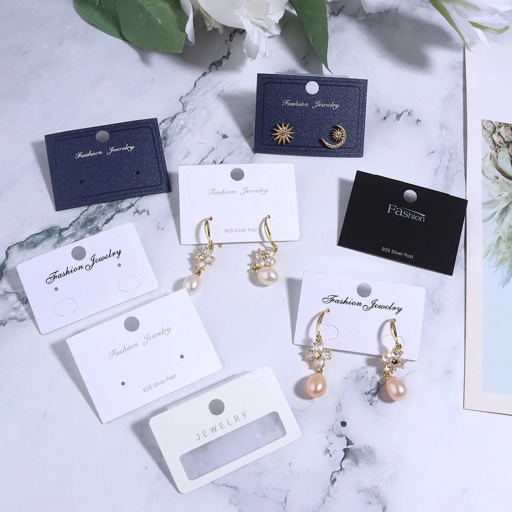 20Pcs/lot Earring Display Cards Earrings Packaging Card Hanging Hook 925/Blank Silver Mark Jewelry Storage Price Tag Supplies