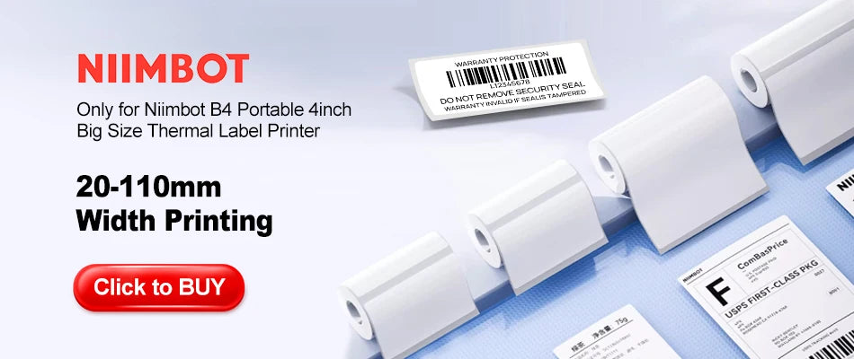 NIIMBOT B4 Potable 4inch Label Printer 20-110mmm Print Width Label Shipping Barcode Sitcker Big Size Multiple Devices Connected