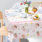 Spring Flowers Fairy Disposable Plastic Tablecloth Happy Birthday Party Decor Kids Wedding Birthday Party Supplies Baby Shower