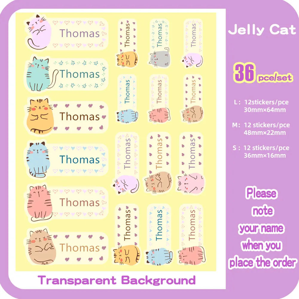 Custom Name Sticker for Kids School Clothes Waterproof Iron on Clothing Tags Transparent Label Personalized Child Washi Stickers