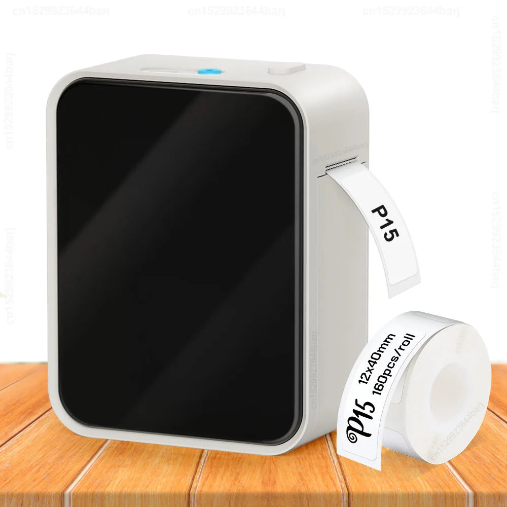 Portable Label Maker P15 Adhesive Thermal Label Printer Wireless Bluetooth Sticker Printer with P15 Self-adhesive Label Paper