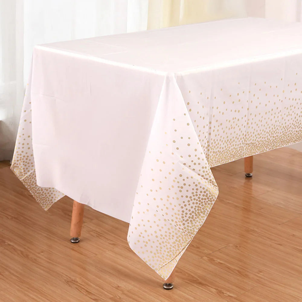 137X274Cm Dot Disposable Tablecloths Macaron Black Plastic Disposable Table Cover Wedding Birthday Party Disposable Tableware