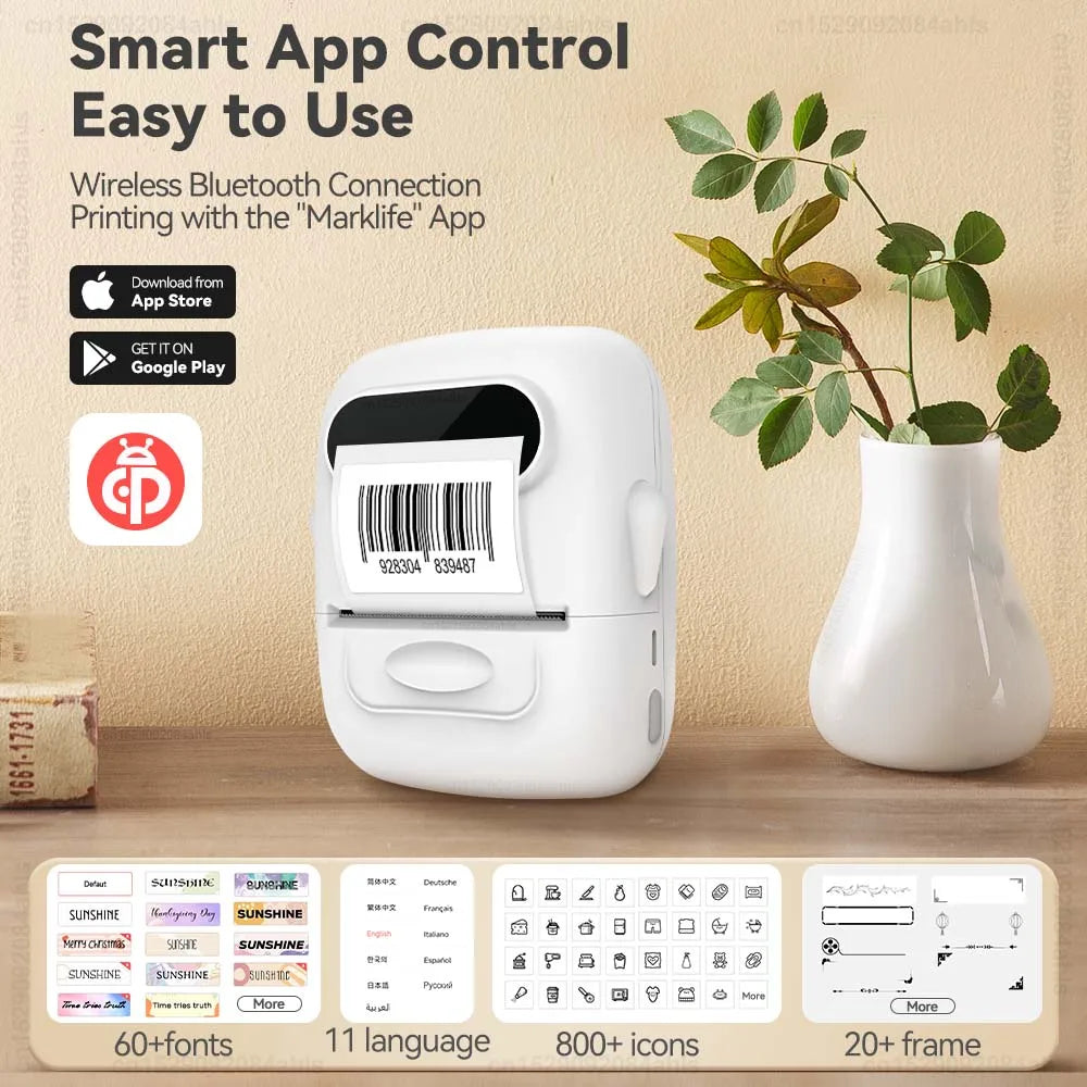 Portable Label Printer Marklife P50 Mini Printer Thermal Label Maker Self Adhesive Sticker Machine Similar as M110 M220 Printer