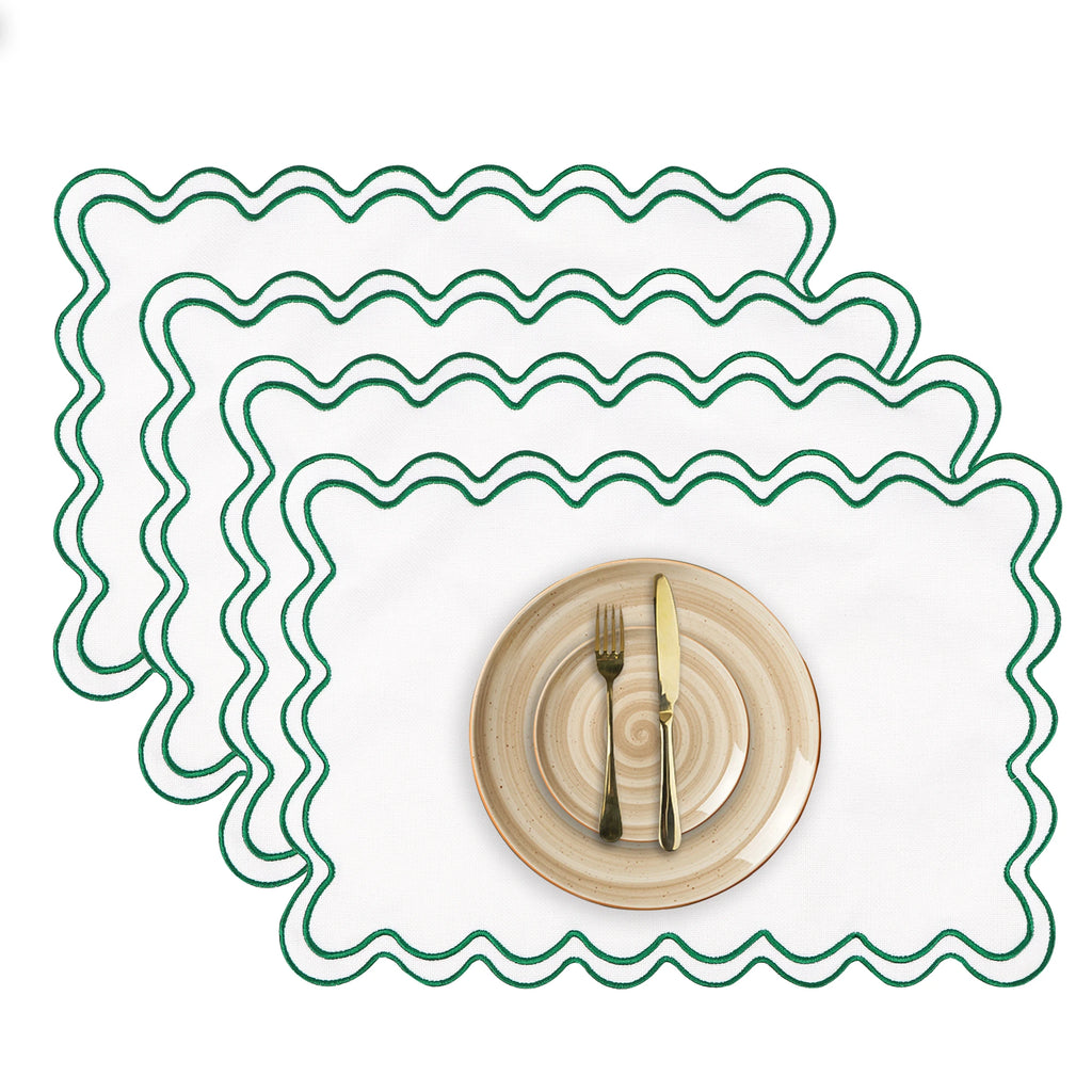 Lotus Shaped Embroidered Edge Napkins 4pcs/set Thickened Pure Cotton Breathable Placemats for Weddings Christmas Daily Party